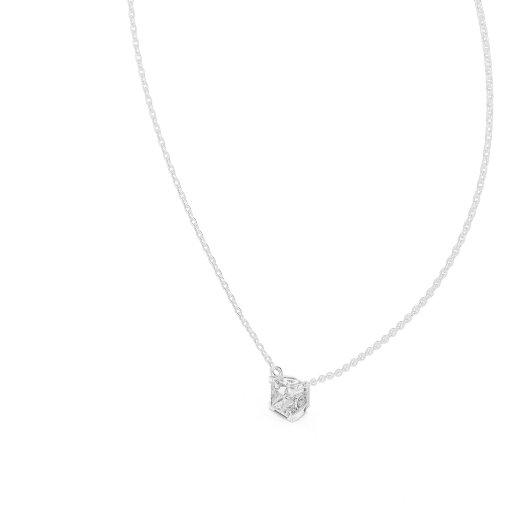 Modern 1ct Princess-Cut Labgrown Diamond Necklace 1ct White Gold