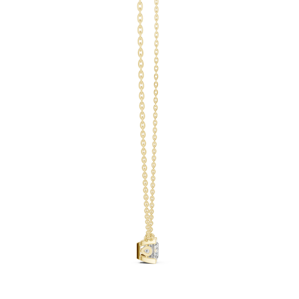 Modern 1ct Princess-Cut Labgrown Diamond Necklace 1ct Yellow Gold