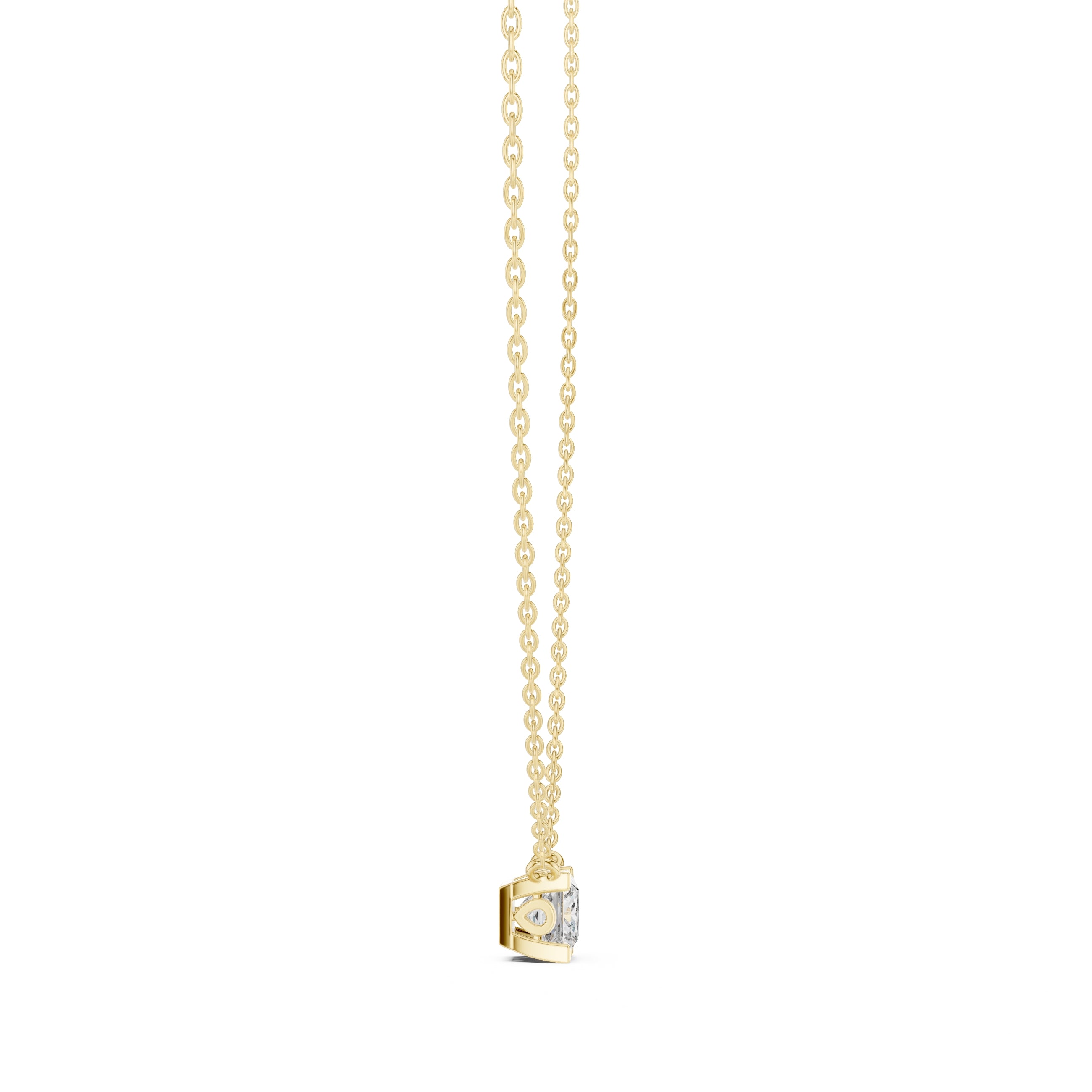 Modern 1ct Princess-Cut Labgrown Diamond Necklace 1ct Yellow Gold