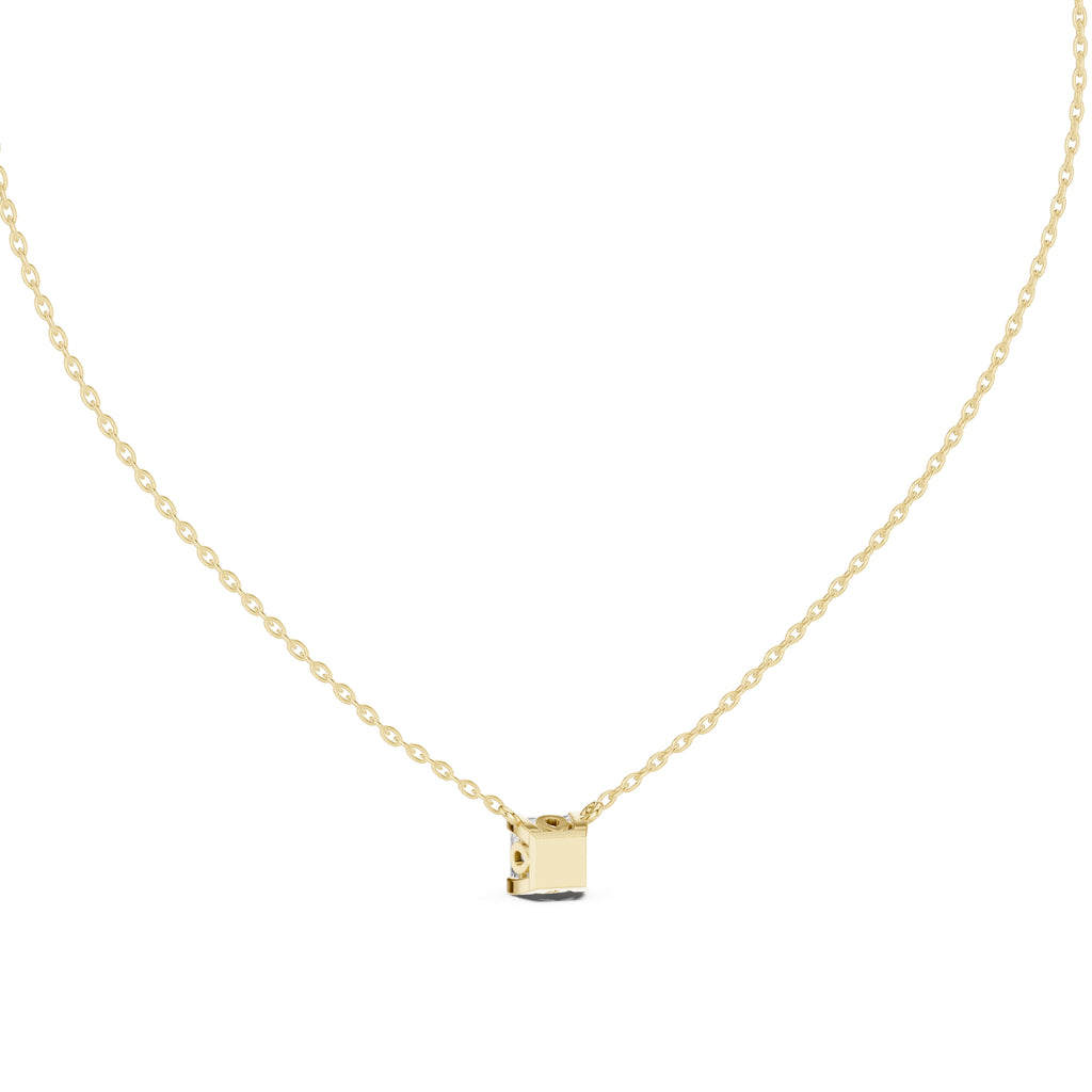 Modern 1ct Princess-Cut Labgrown Diamond Necklace 1ct Yellow Gold