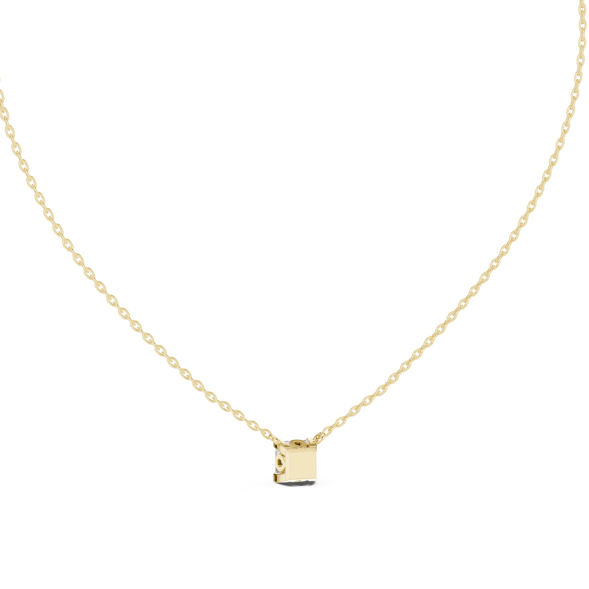 Modern 1ct Princess-Cut Labgrown Diamond Necklace 1ct Yellow Gold