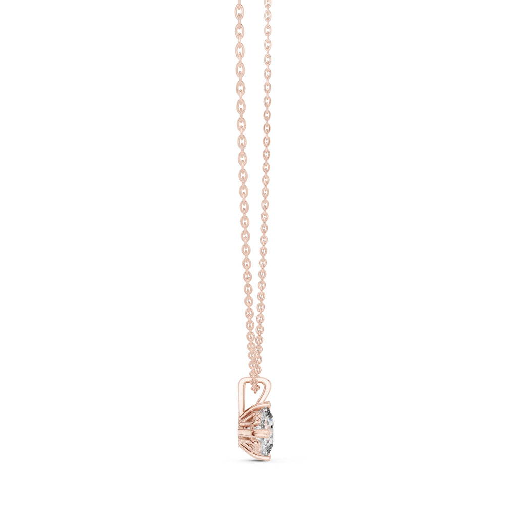 1.00 Carat Cushion Cut Labgrown Diamond Solitaire Pendant 1ct Rose Gold