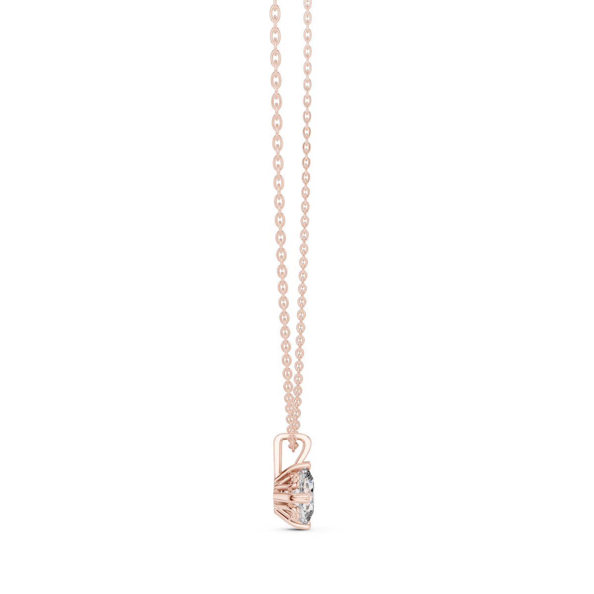 1.00 Carat Cushion Cut Labgrown Diamond Solitaire Pendant 1ct Rose Gold