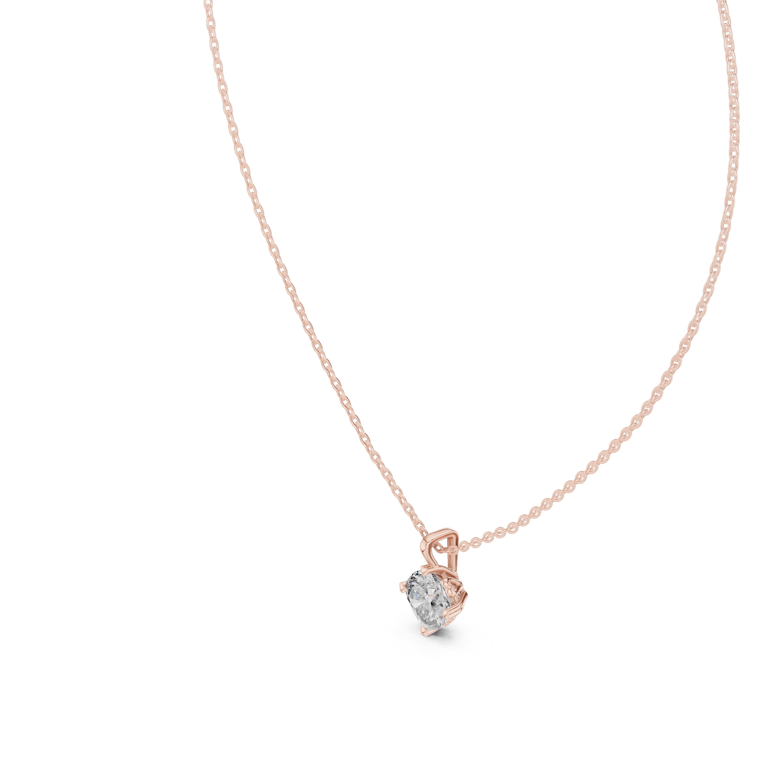 1.00 Carat Cushion Cut Labgrown Diamond Solitaire Pendant 1ct Rose Gold