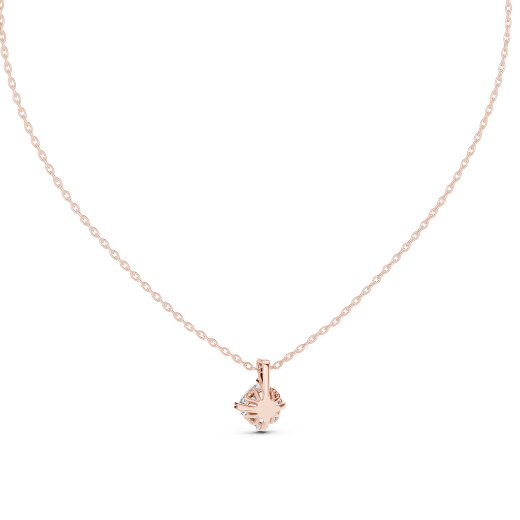 1.00 Carat Cushion Cut Labgrown Diamond Solitaire Pendant 1ct Rose Gold