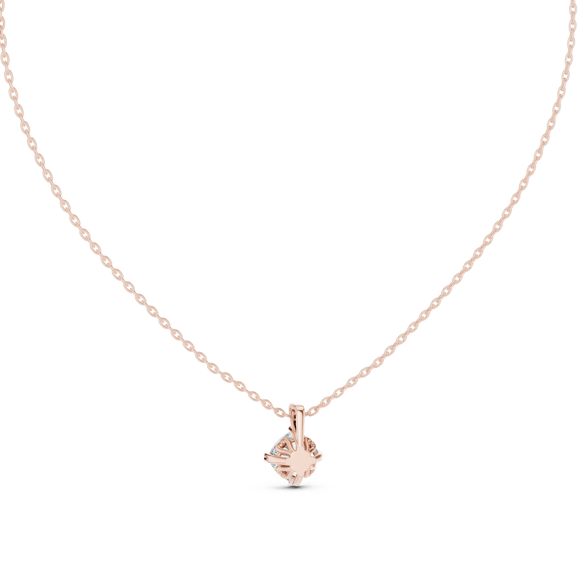 1.00 Carat Cushion Cut Labgrown Diamond Solitaire Pendant 1ct Rose Gold