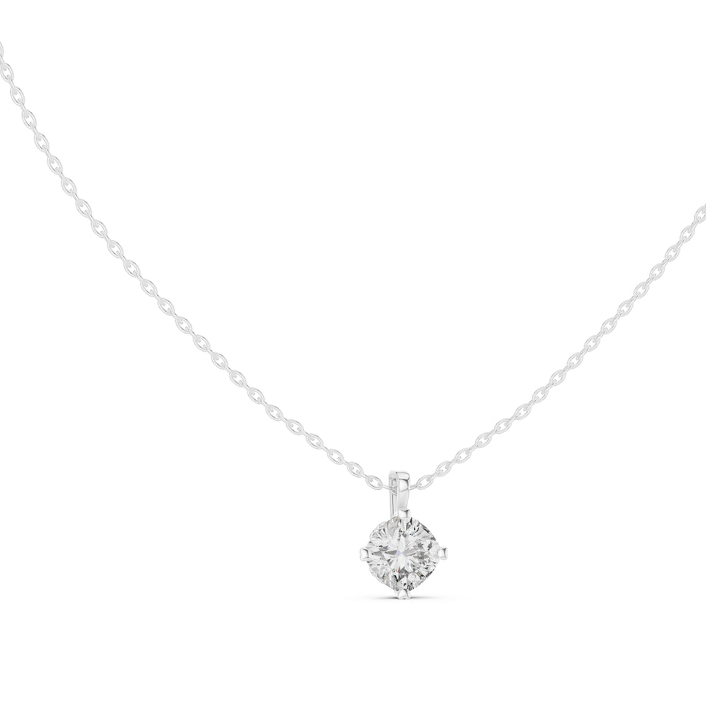 1.00 Carat Cushion Cut Labgrown Diamond Solitaire Pendant 1ct White Gold
