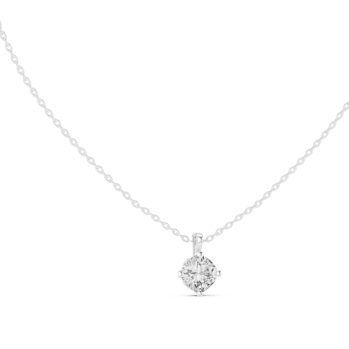 1.00 Carat Cushion Cut Labgrown Diamond Solitaire Pendant 1ct White Gold