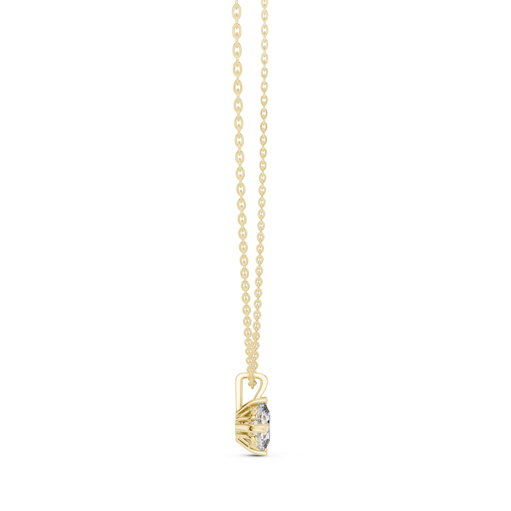 1.00 Carat Cushion Cut Labgrown Diamond Solitaire Pendant 1ct Yellow Gold