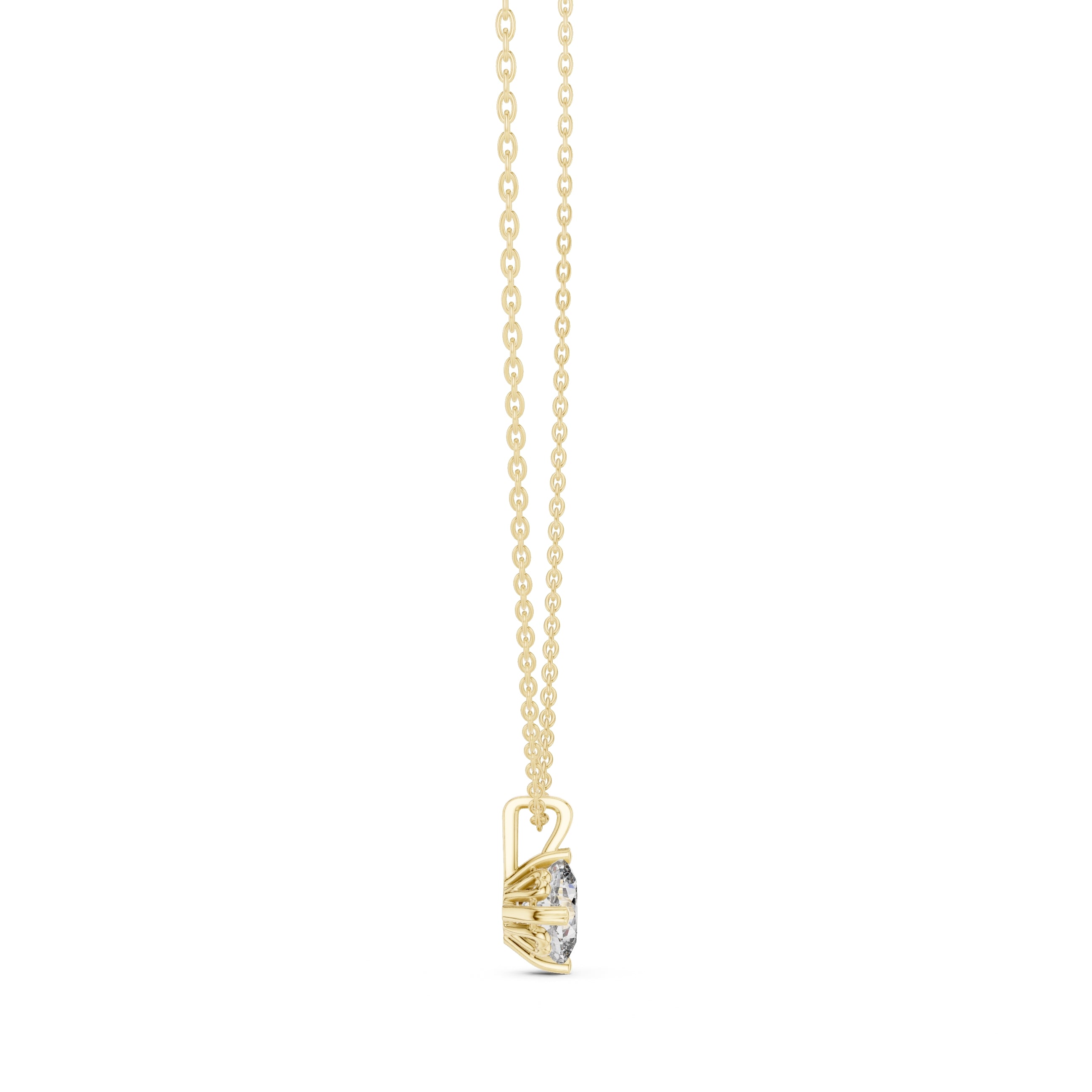 1.00 Carat Cushion Cut Labgrown Diamond Solitaire Pendant 1ct Yellow Gold