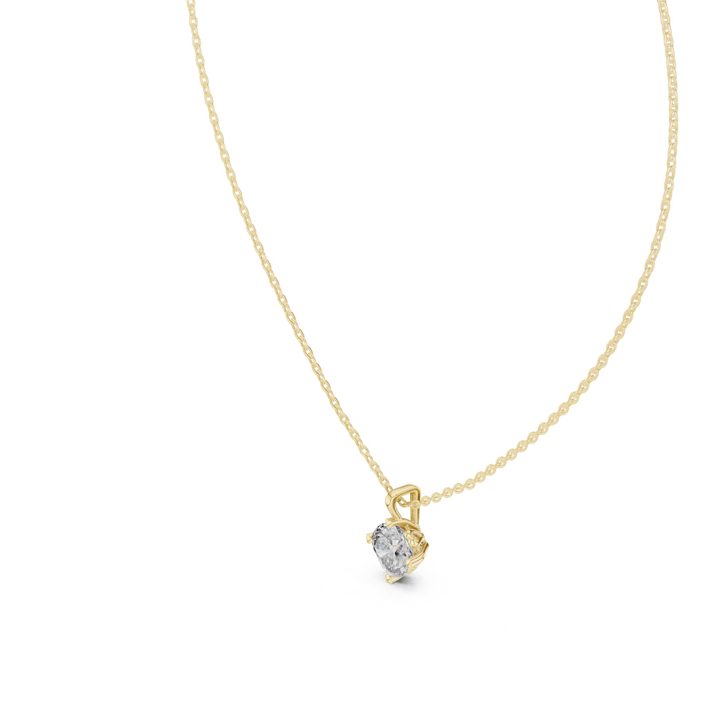 1.00 Carat Cushion Cut Labgrown Diamond Solitaire Pendant 1ct Yellow Gold