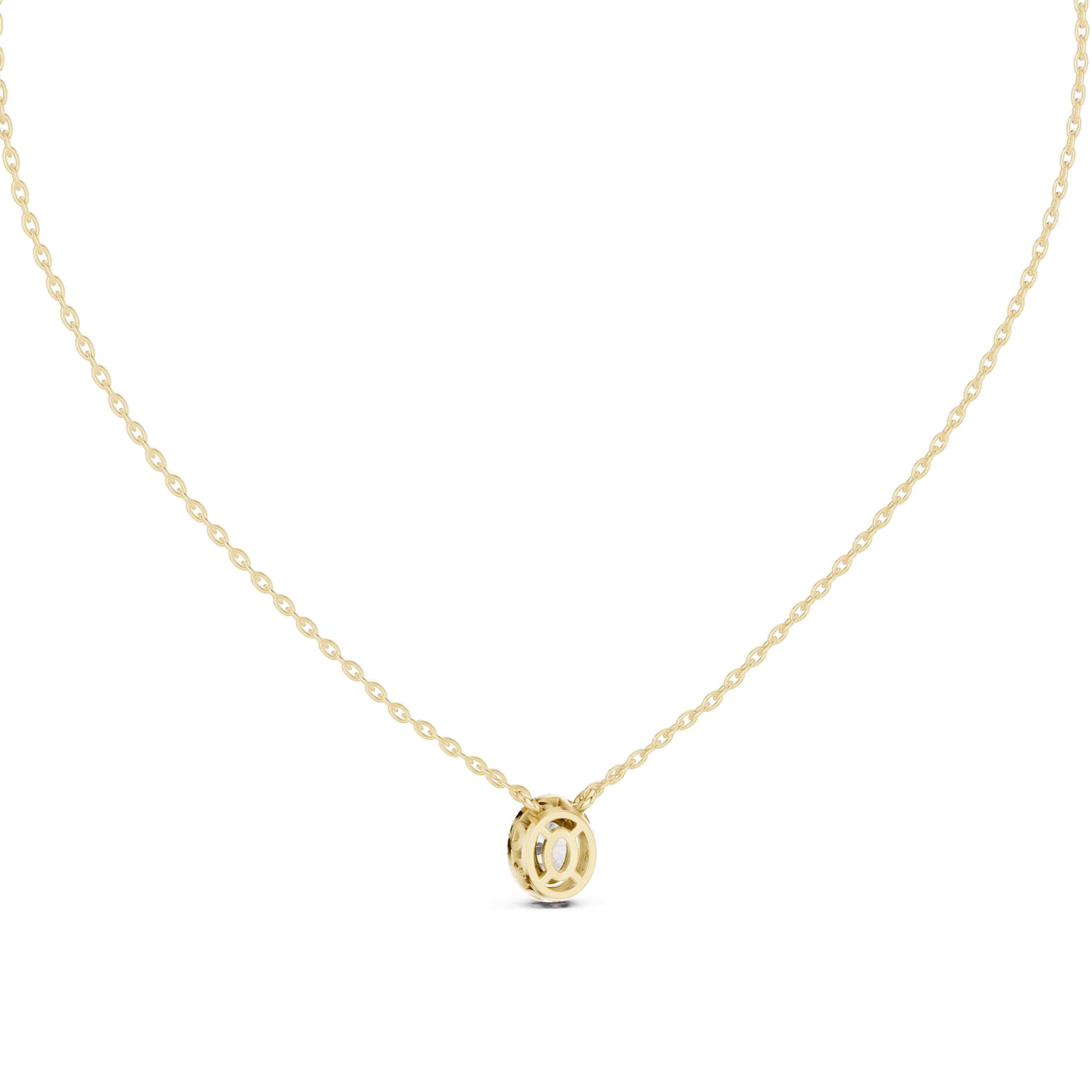 Bordered Oval Cut Labgrown Diamond Cluster Necklace 0.5ct Yellow Gold