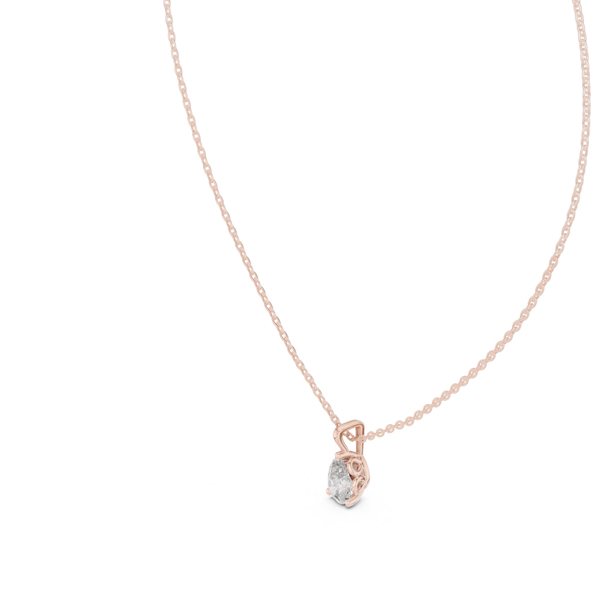 Modern 1ct Teardrop Labgrown Diamond Necklace 1ct Rose Gold
