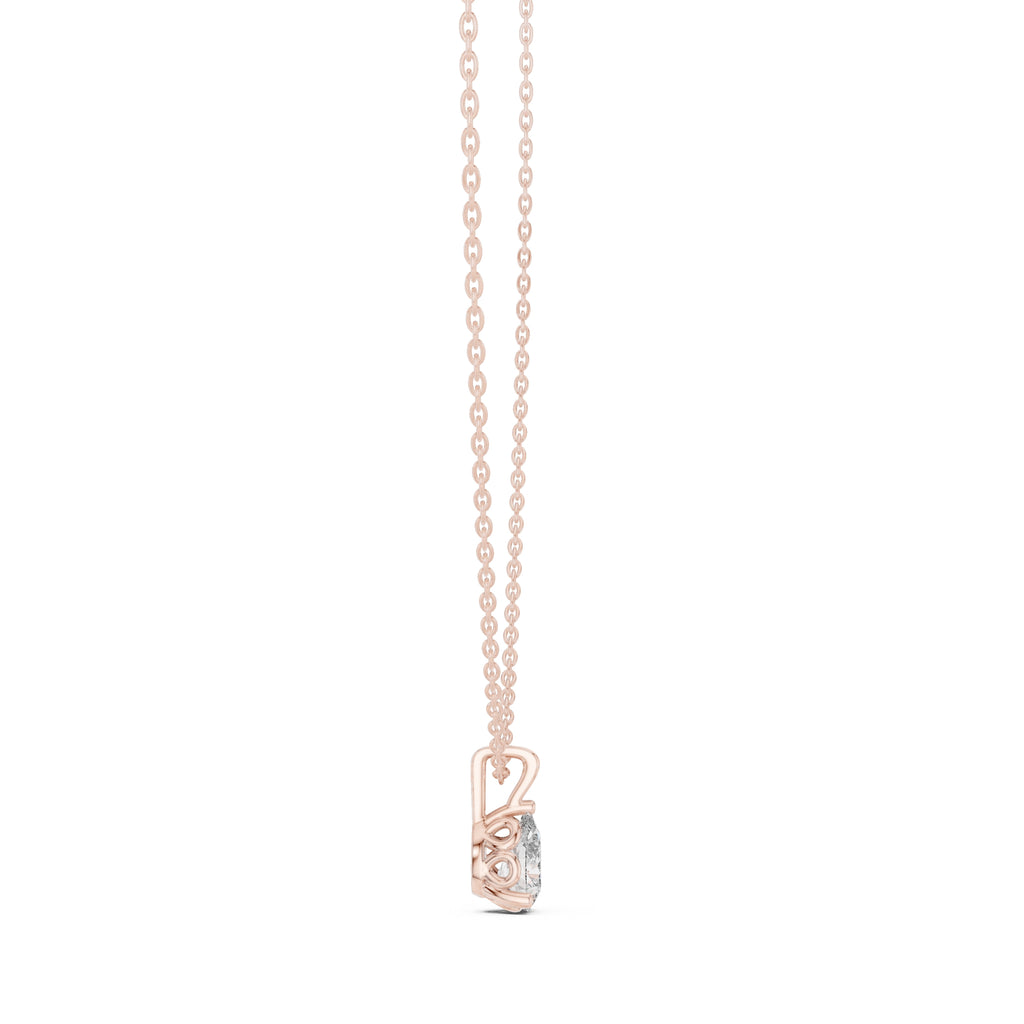 Modern 1ct Teardrop Labgrown Diamond Necklace 1ct Rose Gold