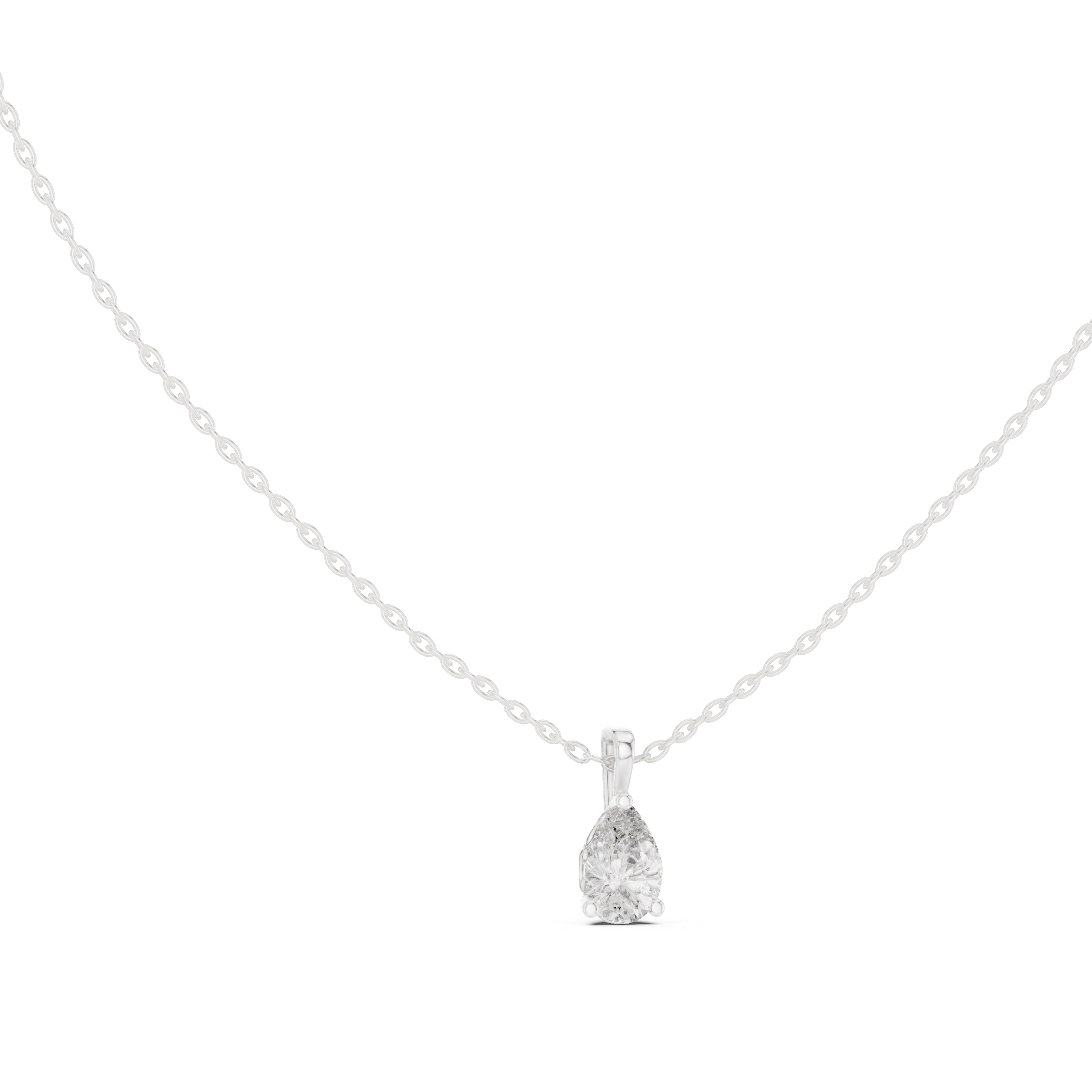 Modern 1ct Teardrop Labgrown Diamond Necklace 1ct White Gold