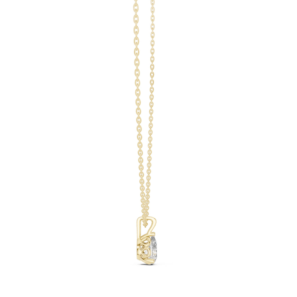 Modern 1ct Teardrop Labgrown Diamond Necklace 1ct Yellow Gold