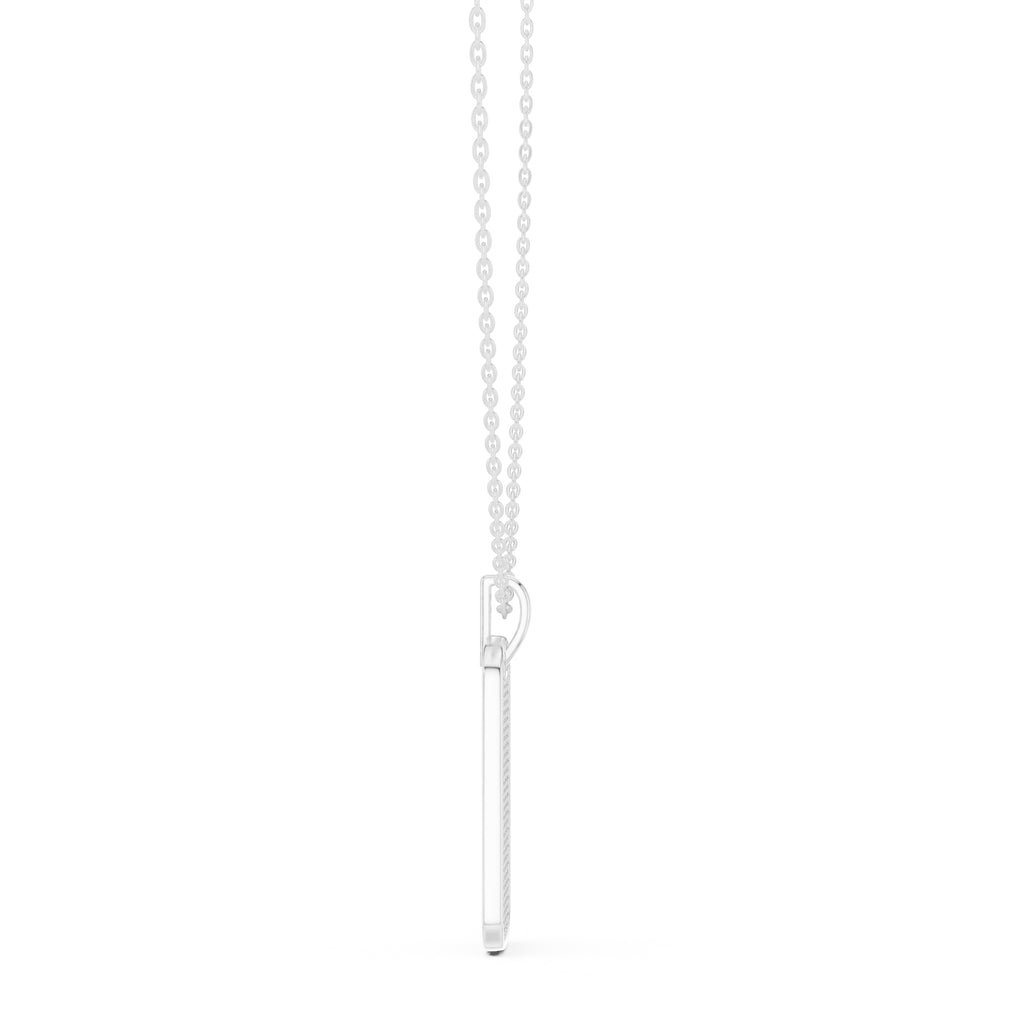 Fully Pavé-Set Rectangular Dog Tag Labgrown Diamond Pendant Necklace White Gold