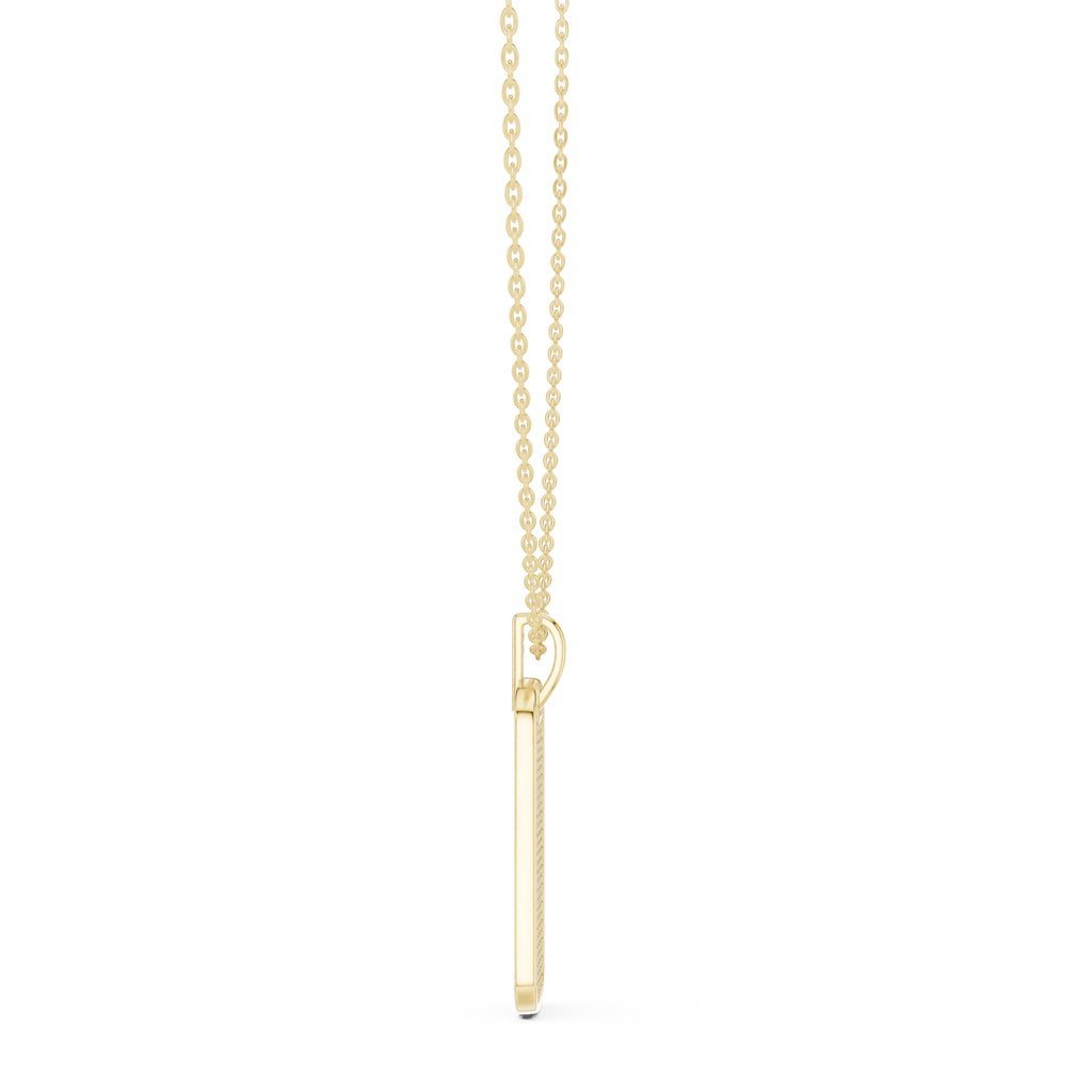 Fully Pavé-Set Rectangular Dog Tag Labgrown Diamond Pendant Necklace Yellow Gold
