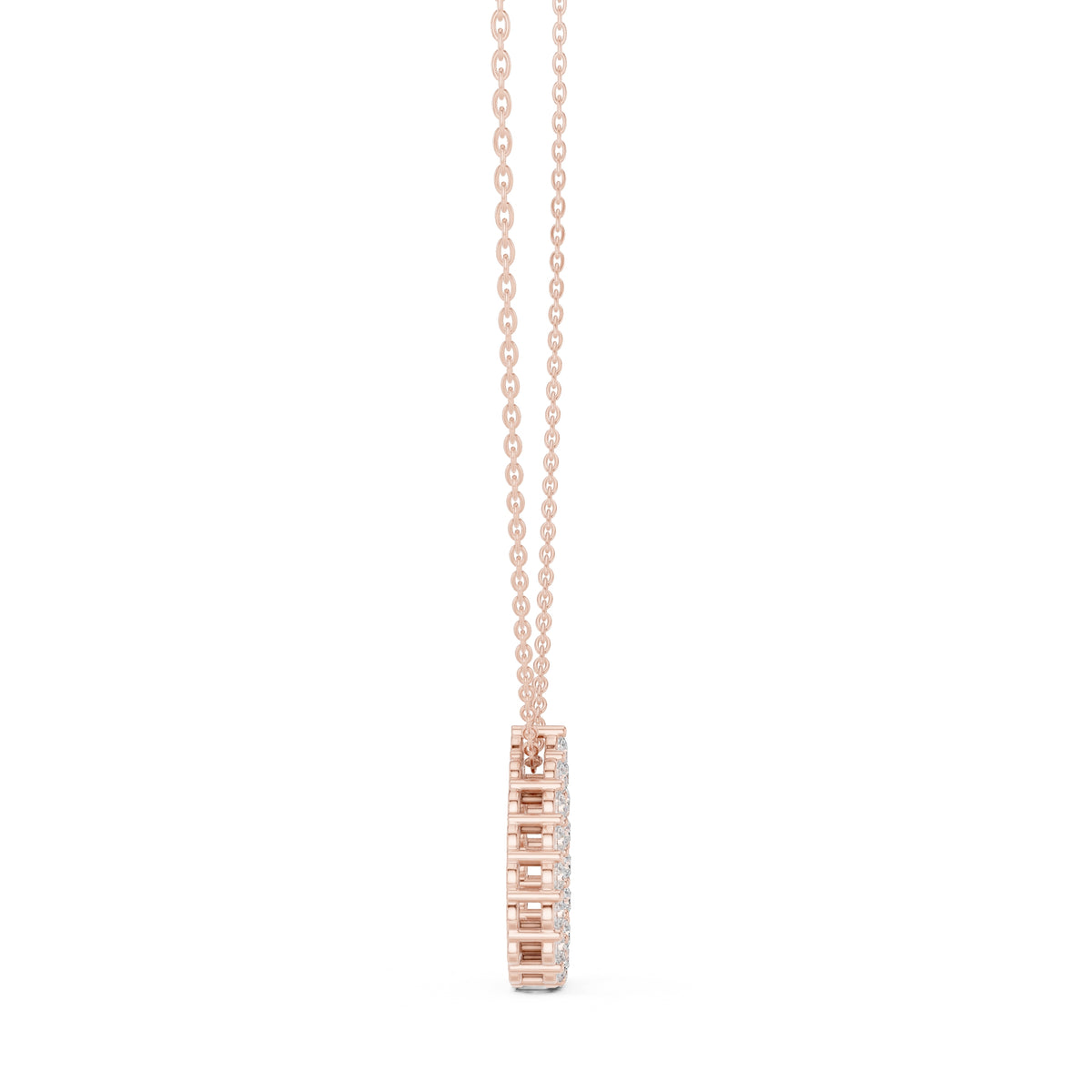 Open Teardrop Contour Labgrown Diamond Outline Pendant Necklace Rose Gold