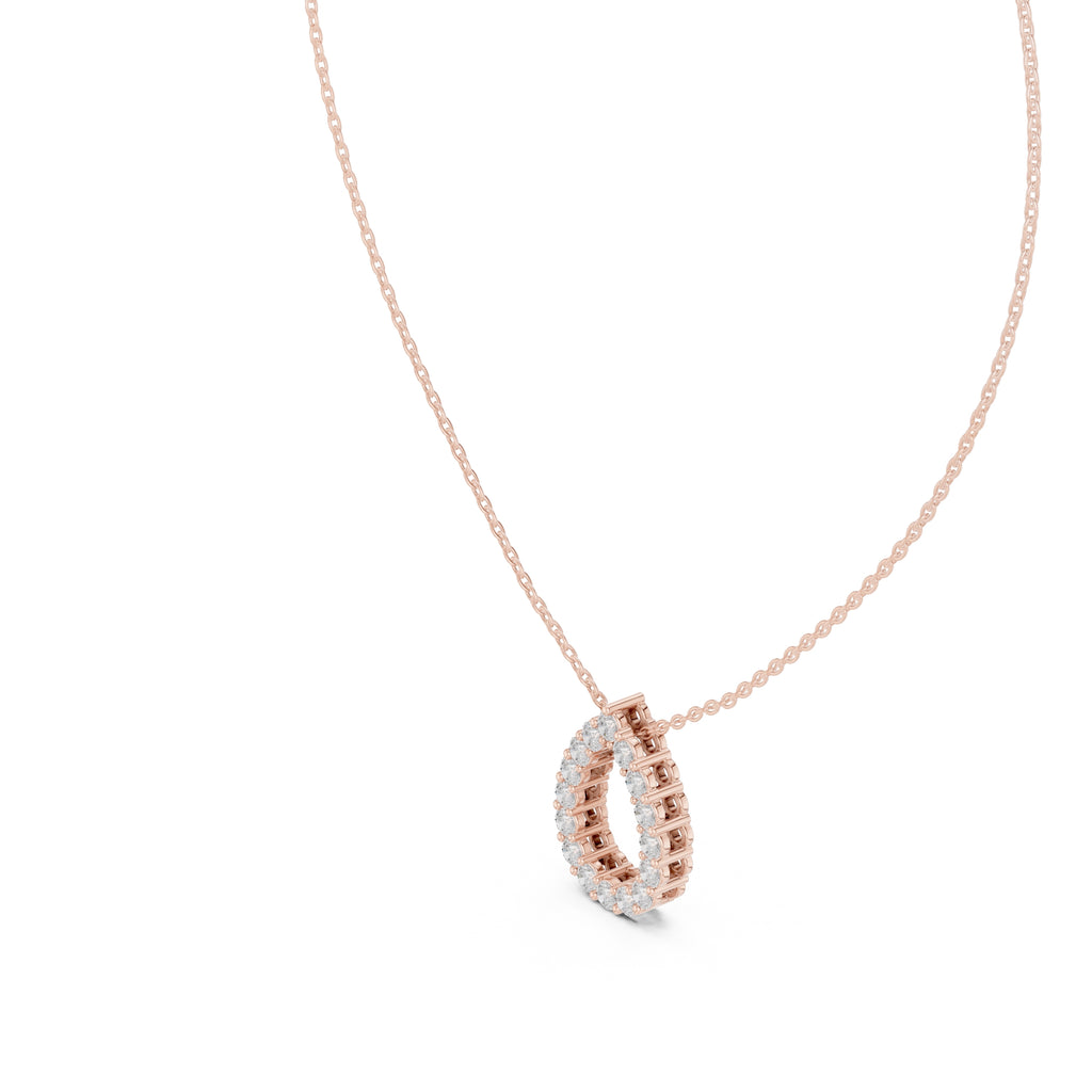 Open Teardrop Contour Labgrown Diamond Outline Pendant Necklace Rose Gold