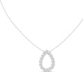 Open Teardrop Contour Labgrown Diamond Outline Pendant Necklace White Gold