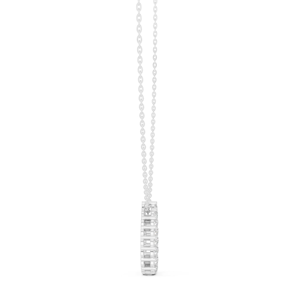 Open Teardrop Contour Labgrown Diamond Outline Pendant Necklace White Gold