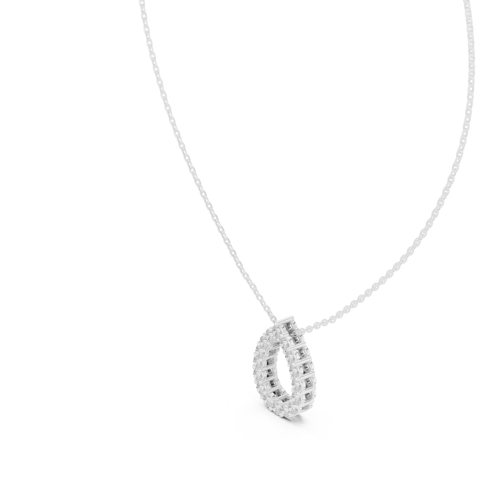 Open Teardrop Contour Labgrown Diamond Outline Pendant Necklace White Gold