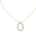 Open Teardrop Contour Labgrown Diamond Outline Pendant Necklace Yellow Gold