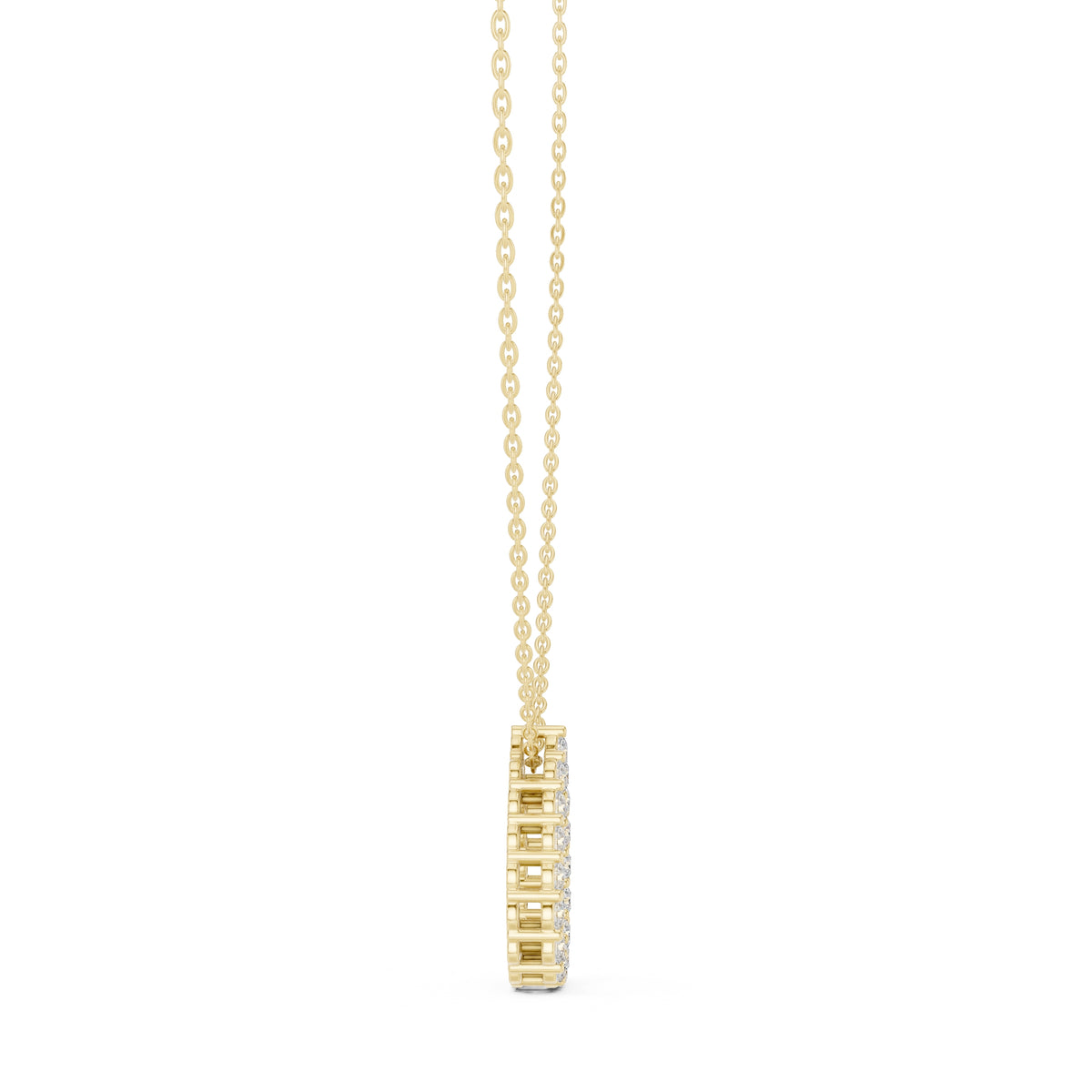 Open Teardrop Contour Labgrown Diamond Outline Pendant Necklace Yellow Gold