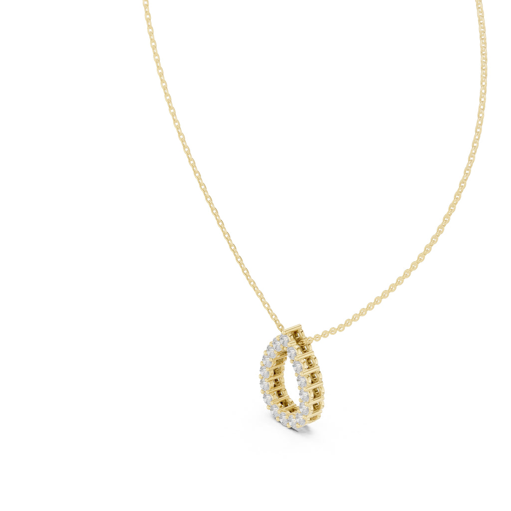 Open Teardrop Contour Labgrown Diamond Outline Pendant Necklace Yellow Gold