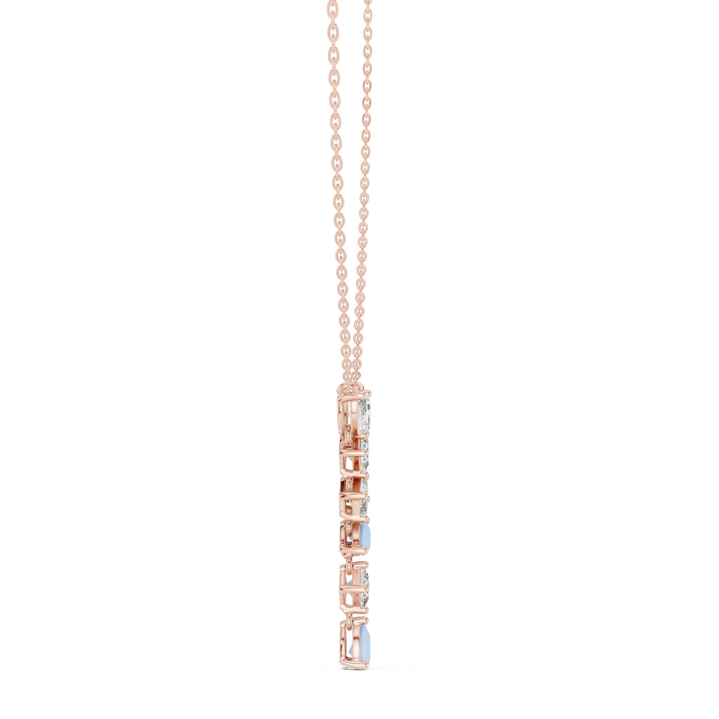 Multi-Shape Mixed-Cut Labgrown Diamond Y-Drop Pendant Necklace Rose Gold