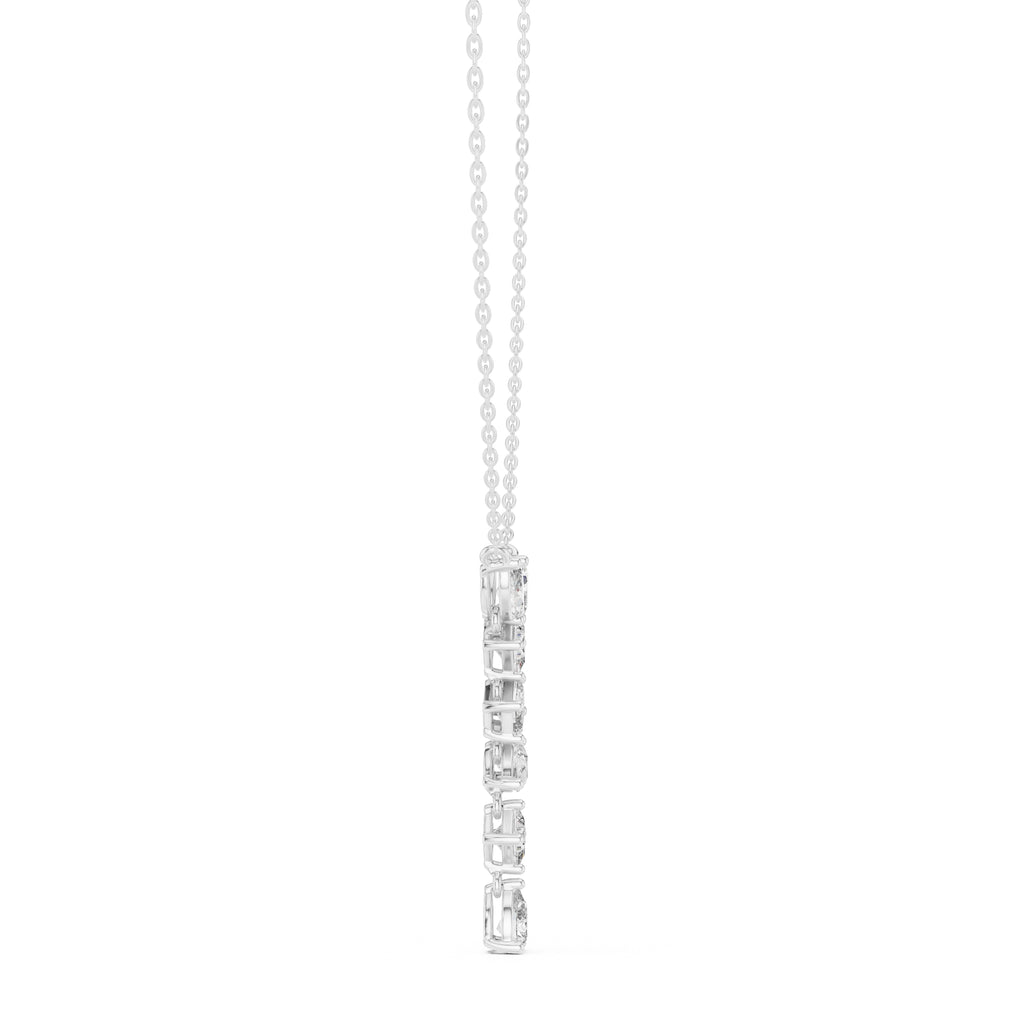 Multi-Shape Mixed-Cut Labgrown Diamond Y-Drop Pendant Necklace White Gold