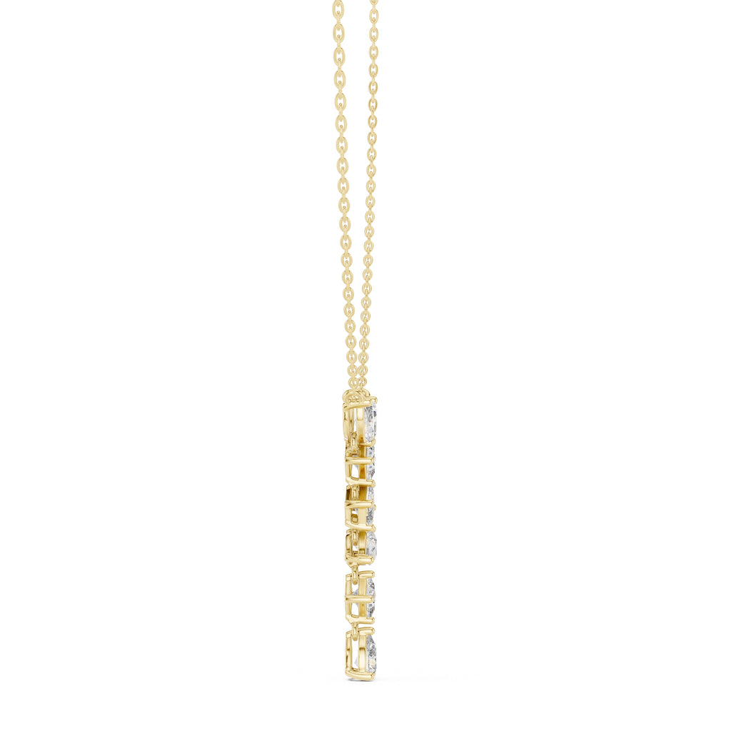 Multi-Shape Mixed-Cut Labgrown Diamond Y-Drop Pendant Necklace Yellow Gold