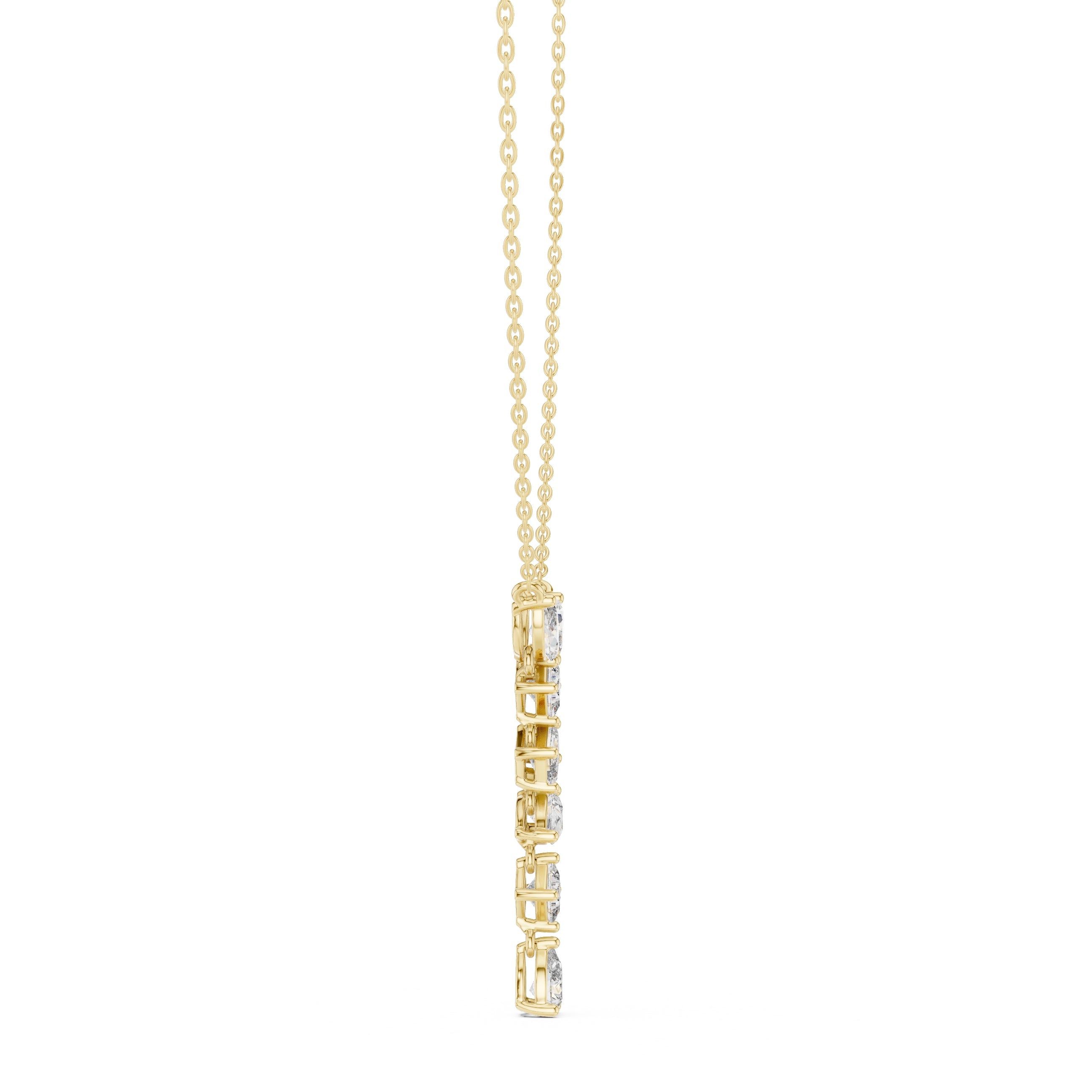 Multi-Shape Mixed-Cut Labgrown Diamond Y-Drop Pendant Necklace Yellow Gold