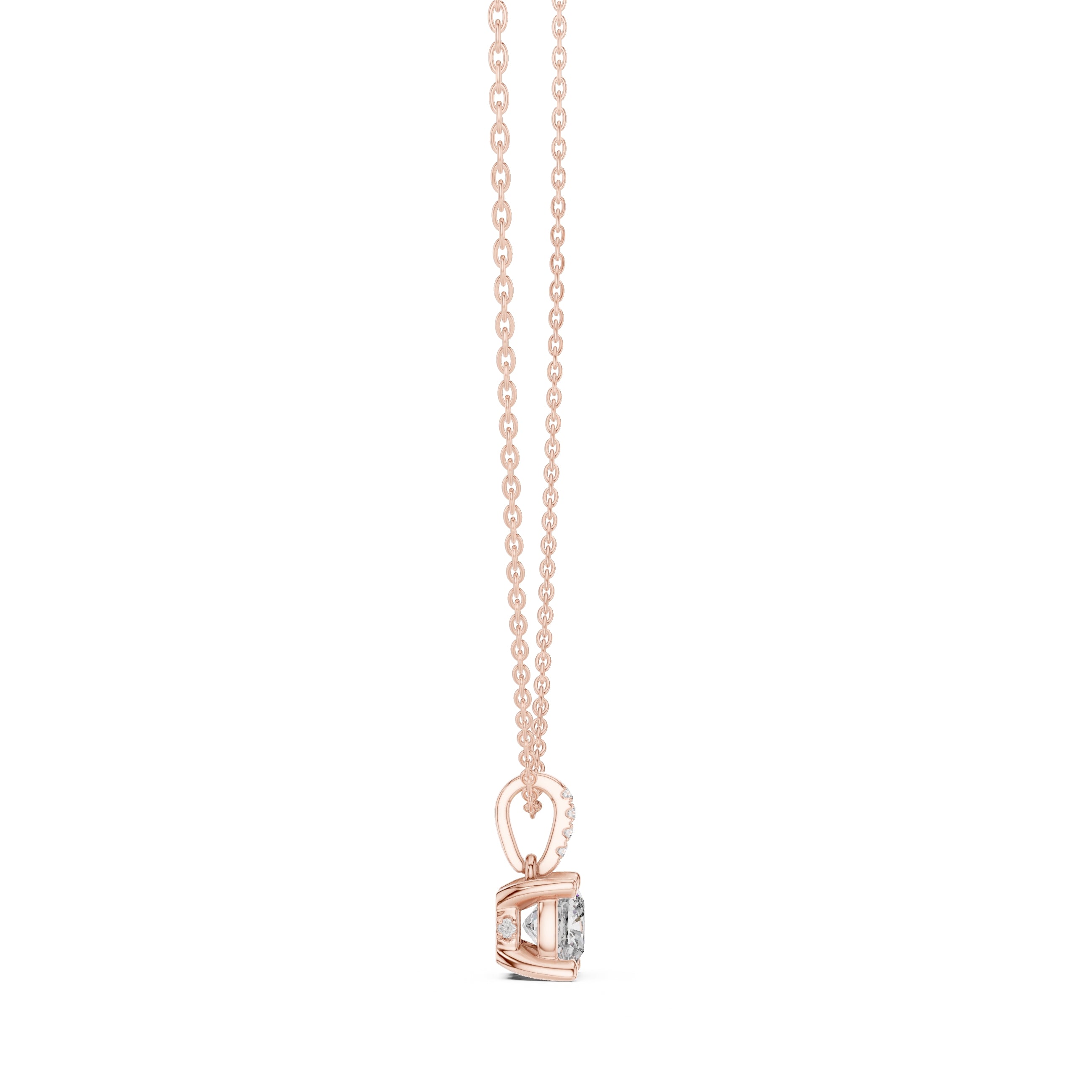 1.50 Carat Cushion Cut Labgrown Diamond Pendant Necklace 1.5ct Rose Gold