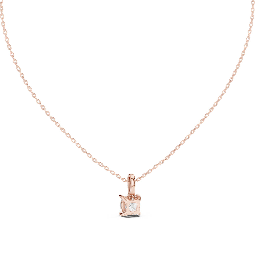 1.50 Carat Cushion Cut Labgrown Diamond Pendant Necklace 1.5ct Rose Gold