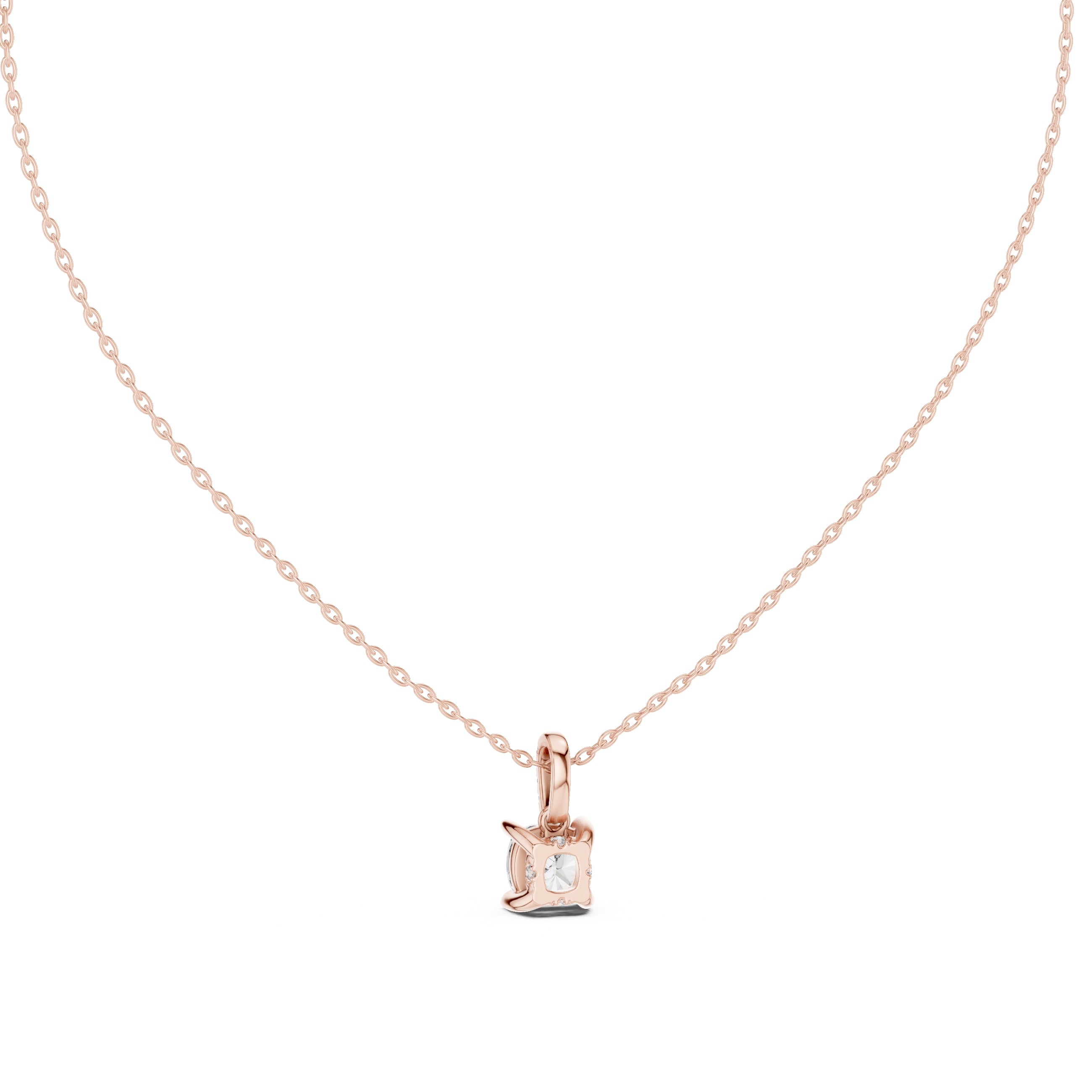 1.50 Carat Cushion Cut Labgrown Diamond Pendant Necklace 1.5ct Rose Gold