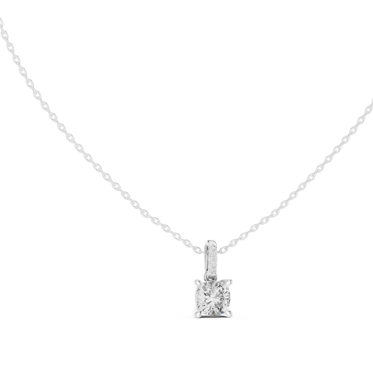 1.50 Carat Cushion Cut Labgrown Diamond Pendant Necklace 1.5ct White Gold