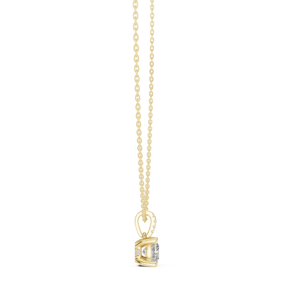 1.50 Carat Cushion Cut Labgrown Diamond Pendant Necklace 1.5ct Yellow Gold