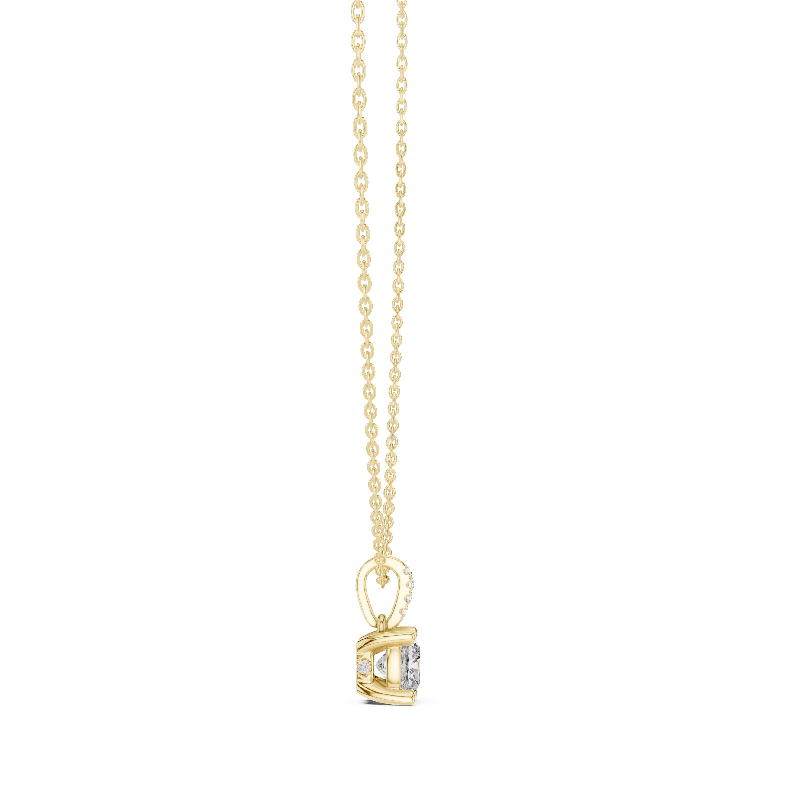 1.50 Carat Cushion Cut Labgrown Diamond Pendant Necklace 1.5ct Yellow Gold
