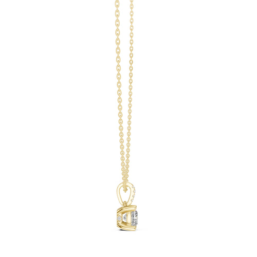 1.50 Carat Cushion Cut Labgrown Diamond Pendant Necklace 1.5ct Yellow Gold