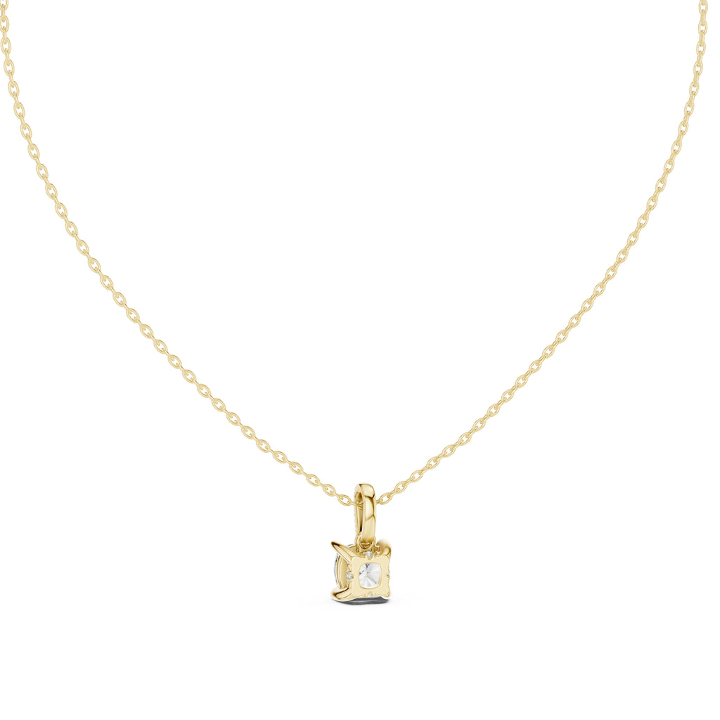1.50 Carat Cushion Cut Labgrown Diamond Pendant Necklace 1.5ct Yellow Gold