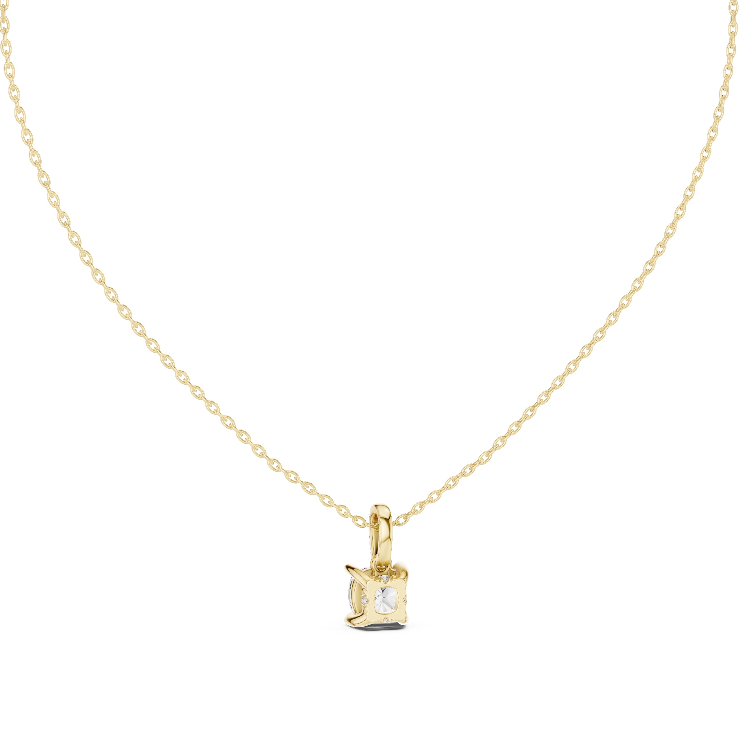1.50 Carat Cushion Cut Labgrown Diamond Pendant Necklace 1.5ct Yellow Gold
