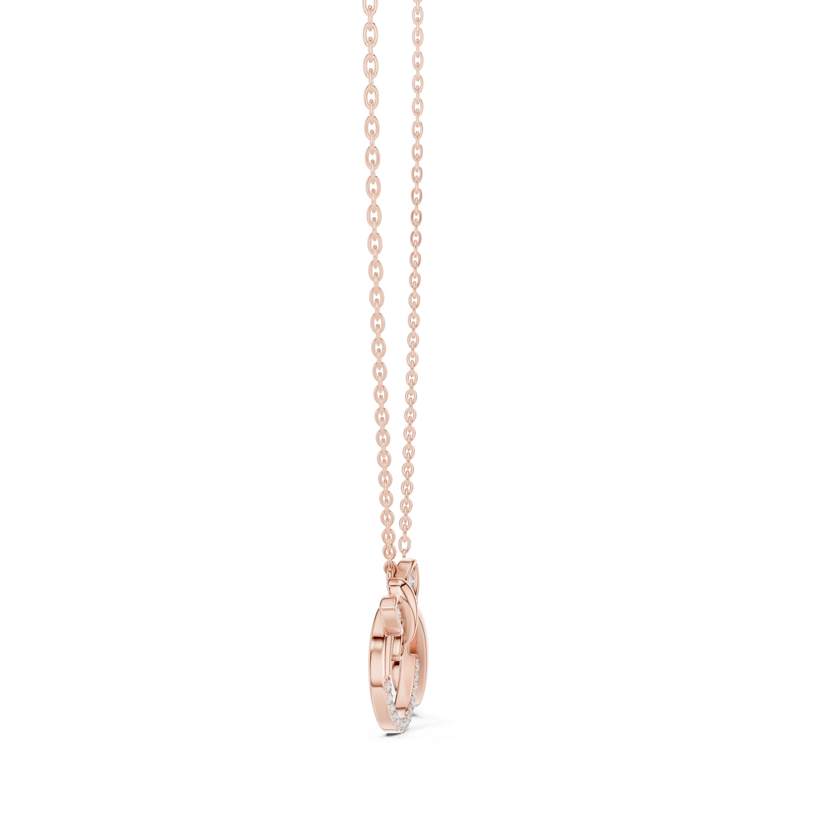 Butterfly and Infinity Loop Labgrown Diamond Pendant Necklace Rose Gold