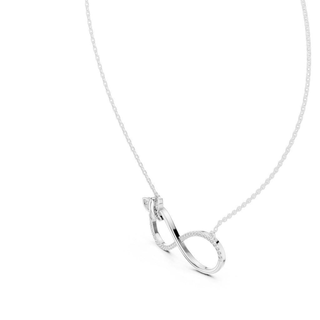 Butterfly and Infinity Loop Labgrown Diamond Pendant Necklace White Gold