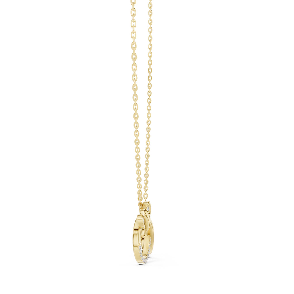 Butterfly and Infinity Loop Labgrown Diamond Pendant Necklace Yellow Gold