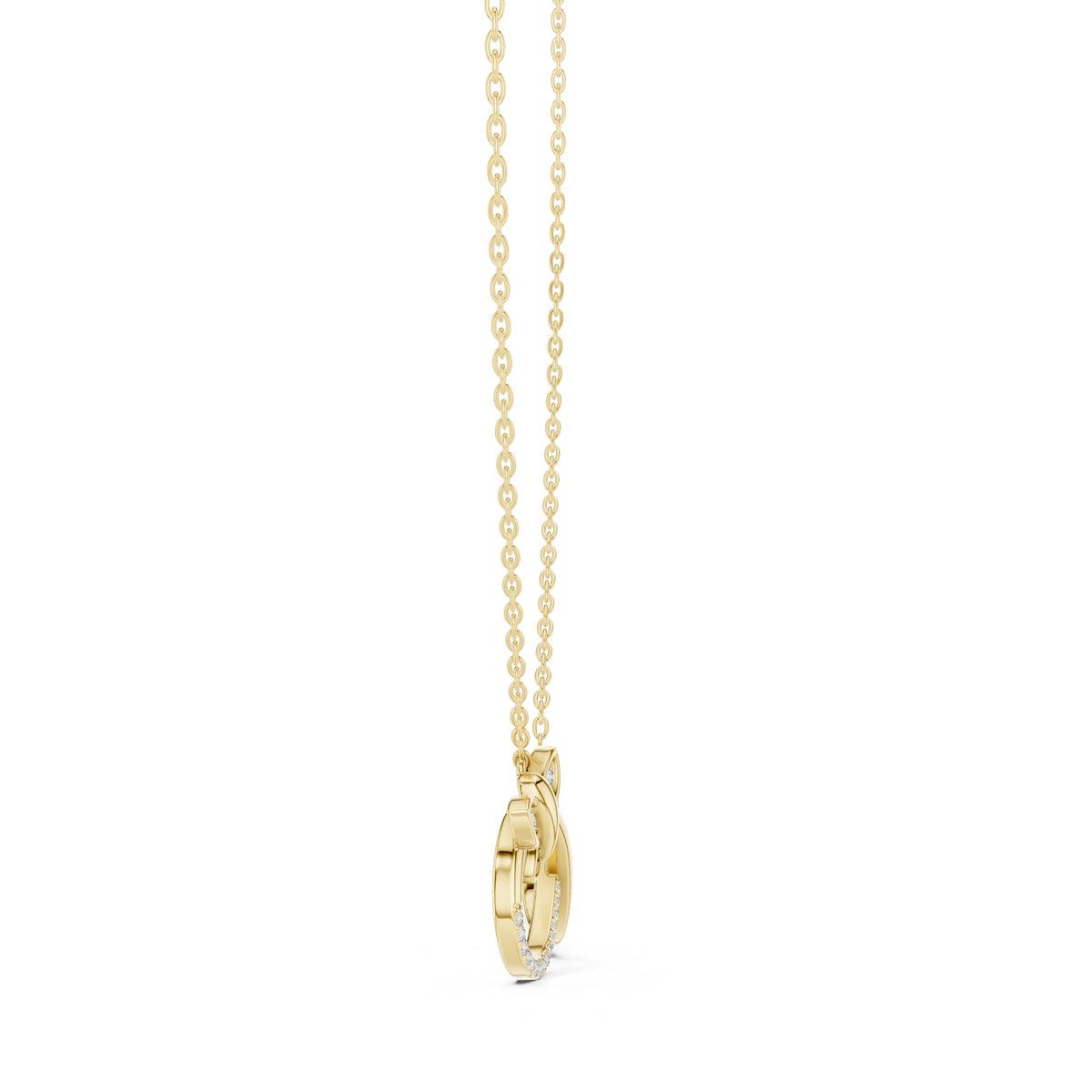 Butterfly and Infinity Loop Labgrown Diamond Pendant Necklace Yellow Gold