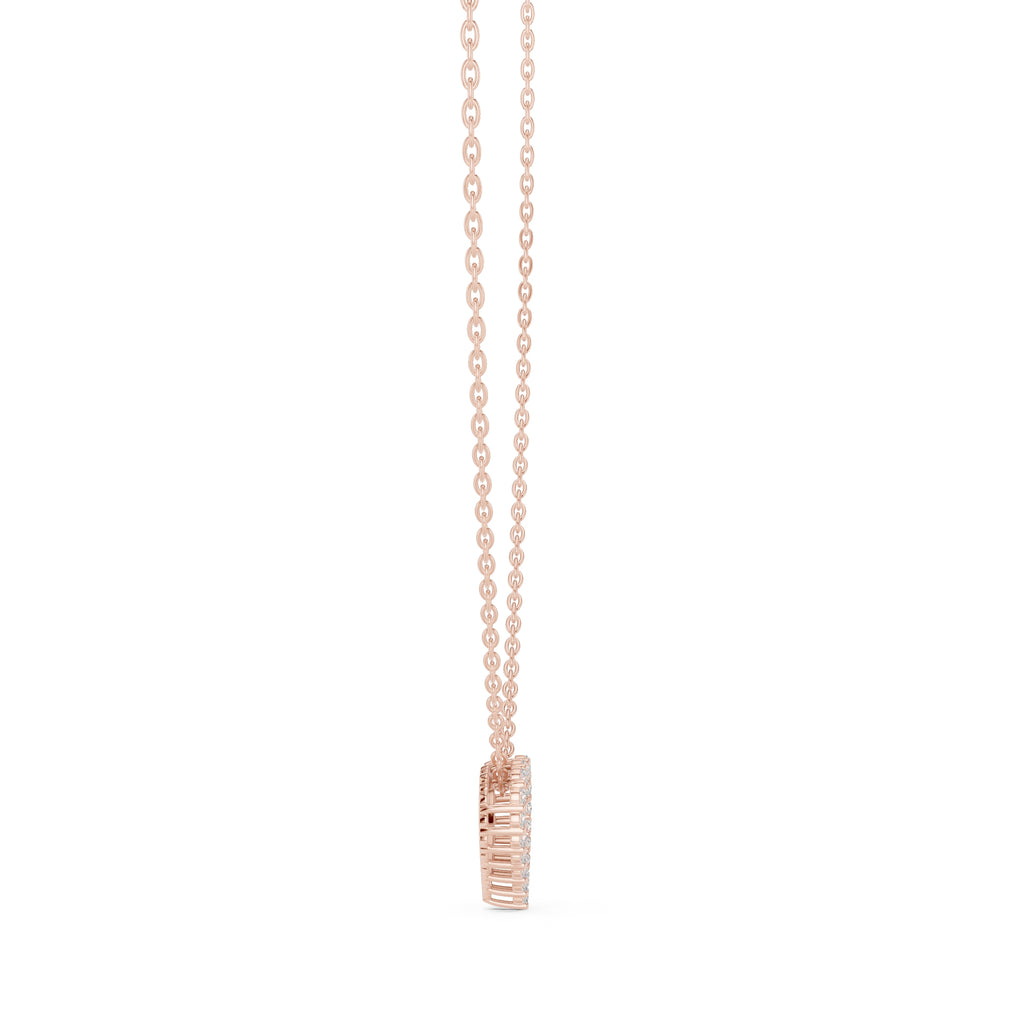 Open Heart Contour Labgrown Diamond Outline Pendant Necklace Rose Gold