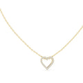 Open Heart Contour Labgrown Diamond Outline Pendant Necklace Yellow Gold
