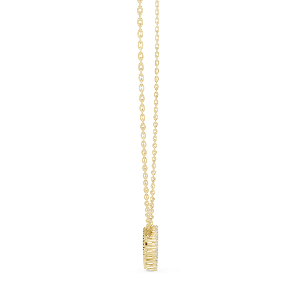 Open Heart Contour Labgrown Diamond Outline Pendant Necklace Yellow Gold